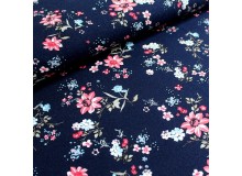 Biojersey Stoffonkel Blütentraum dunkelblau